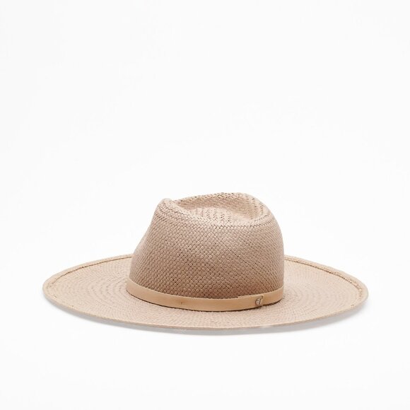 Janessa Leone "Valentine" Packable Straw Fedora Hat in taupe (size S) - Picture 3 of 8
